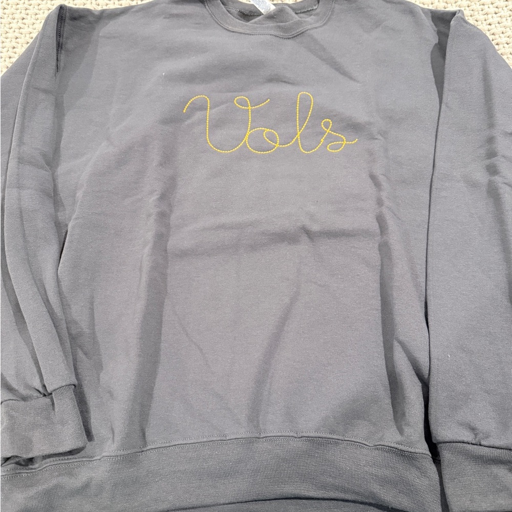 Gray Sweatshirt with Orange Embroidery